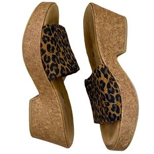 American Eagle Cheetah Stretch Cork Slip On Sandal